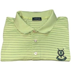 St Andrews Links Collection By Marbas Yellow Striped golf Polo Shirt Mens Sz XL